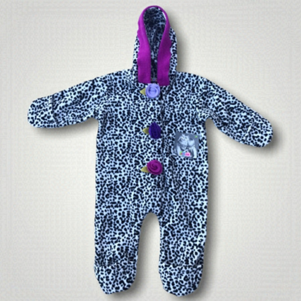 Al & Ray Leopard Fleece Hooded One Piece Size 12 Months - Picture 1 of 5